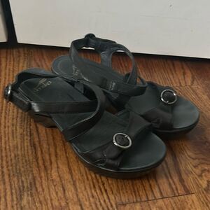 Dansko | Black Julie Strappy Wedge - size 37